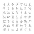 Professions linear icons, signs, symbols vector line illustration set Royalty Free Stock Photo