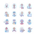 Professions - modern colorful line design style icons