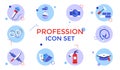 Professions and occupations icon set web, printing