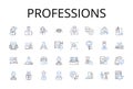 Professions line icons collection. Careers, Vocations, Occupations, Workforce, Tradespeople, Jobs, Employment vector and