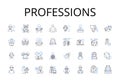 Professions line icons collection. Careers, Vocations, Occupations, Workforce, Tradespeople, Jobs, Employment vector and