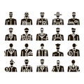 Professions People Glyph Set Vector