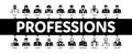 Professions People Minimal Infographic Banner Vector