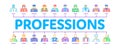 Professions People Minimal Infographic Banner Vector