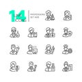 Professions - set of line design style icons Royalty Free Stock Photo