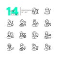 Professions - set of line design style icons Royalty Free Stock Photo