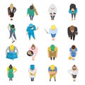 Professions Top View Colored Icons Set