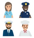 Professions Vector Doctor, Policeman, Sailor, Cook