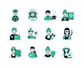 Professions for women and men - line design style icons set Royalty Free Stock Photo