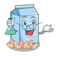 Professor almond milk isolated in the mascot Royalty Free Stock Photo