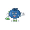 Professor cartoon funny blueberry fruit with mascot