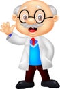 Professor cartoon waving hand Royalty Free Stock Photo