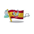 Professor character spain flag is stored cartoon drawer