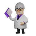 Professor 3D Character showing his notebook