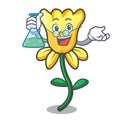Professor daffodil flower character cartoon