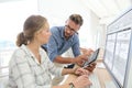 Professor explaining to student girl the subject Royalty Free Stock Photo