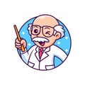Professor with Funny Pose Cartoon. Vector Icon Illustration, Isolated on Premium Vector