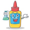 Professor glue bottle character cartoon Royalty Free Stock Photo