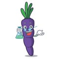 Professor purple carrot in a cartoon basket Royalty Free Stock Photo