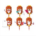 Professor red chinese long lamp academic cartoon character working on laboratory