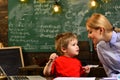 Professor and school student at the classroom in a school, Charismatic teachers are greateverybody loves them, Teacher Royalty Free Stock Photo