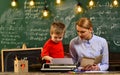 Professor and school student at the classroom in a school, Teacher sets high expectations for his students, Student Royalty Free Stock Photo