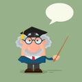 Professor Or Scientist Cartoon Character With Graduate Cap Holding A Pointer Royalty Free Stock Photo