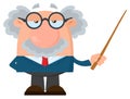 Professor Or Scientist Cartoon Character Holding A Pointer Royalty Free Stock Photo