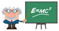 Professor Or Scientist Cartoon Character With Pointer Presenting Einstein Formula Royalty Free Stock Photo