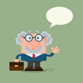 Professor Or Scientist Cartoon Character Waving With Speech Bubble Royalty Free Stock Photo