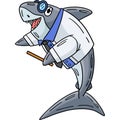 Professor Shark Cartoon Colored Clipart