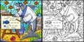 Professor Shark Coloring Page Colored Illustration