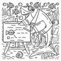 Professor Shark Coloring Page for Kids