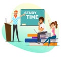 Professor and Smart Students Study Time Poster