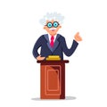 Professor Speaking Performance On Tribune Vector Illustration Royalty Free Stock Photo