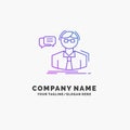 professor, student, scientist, teacher, school Purple Business Logo Template. Place for Tagline