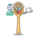 Professor wooden fork character cartoon