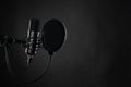 Proffesional studio microphone, isolated on the black background. voice recording