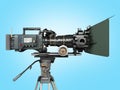 Proffesional video camera 3d render on blue gradient Royalty Free Stock Photo