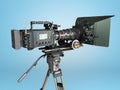 Proffesional video camera 3d render on blue gradient Royalty Free Stock Photo