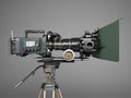 Proffesional video camera 3d render on grey gradient Royalty Free Stock Photo