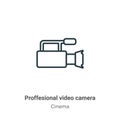 Proffesional video camera outline vector icon. Thin line black proffesional video camera icon, flat vector simple element Royalty Free Stock Photo