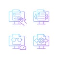 Proficiency in document management gradient linear vector icons set