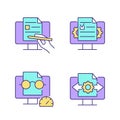 Proficiency in document management RGB color icons set