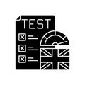 Proficiency english test black glyph icon Royalty Free Stock Photo