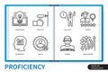 Proficiency infographics linear icons collection