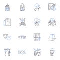 Proficiency skills line icons collection. Fluency, Expertise, Mastery, Competency, Aptitude, Dexterity, Efficiency