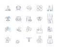 Proficient rehabilitation line icons collection. Rehab, Therapy, Recovery, Physical, Rehabilitation, Improvement