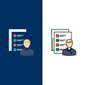 Profile, Abilities, Business, Employee, Job, Man, Resume, Skills  Icons. Flat and Line Filled Icon Set Vector Blue Background Royalty Free Stock Photo