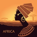 Profile of African women in a landscape